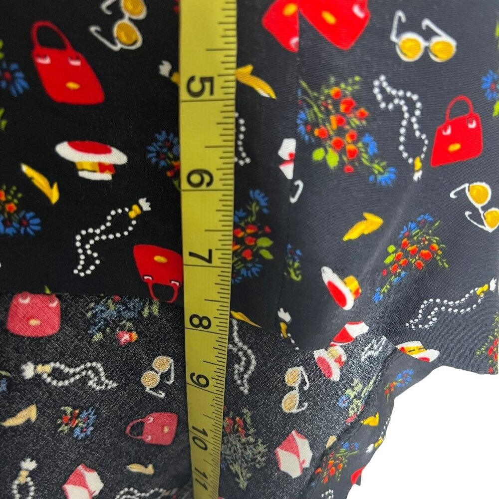 Vintage 90s Black Clothing Accessories Print Button Up Short Sleeve Romper Mediu - Picture 7 of 11